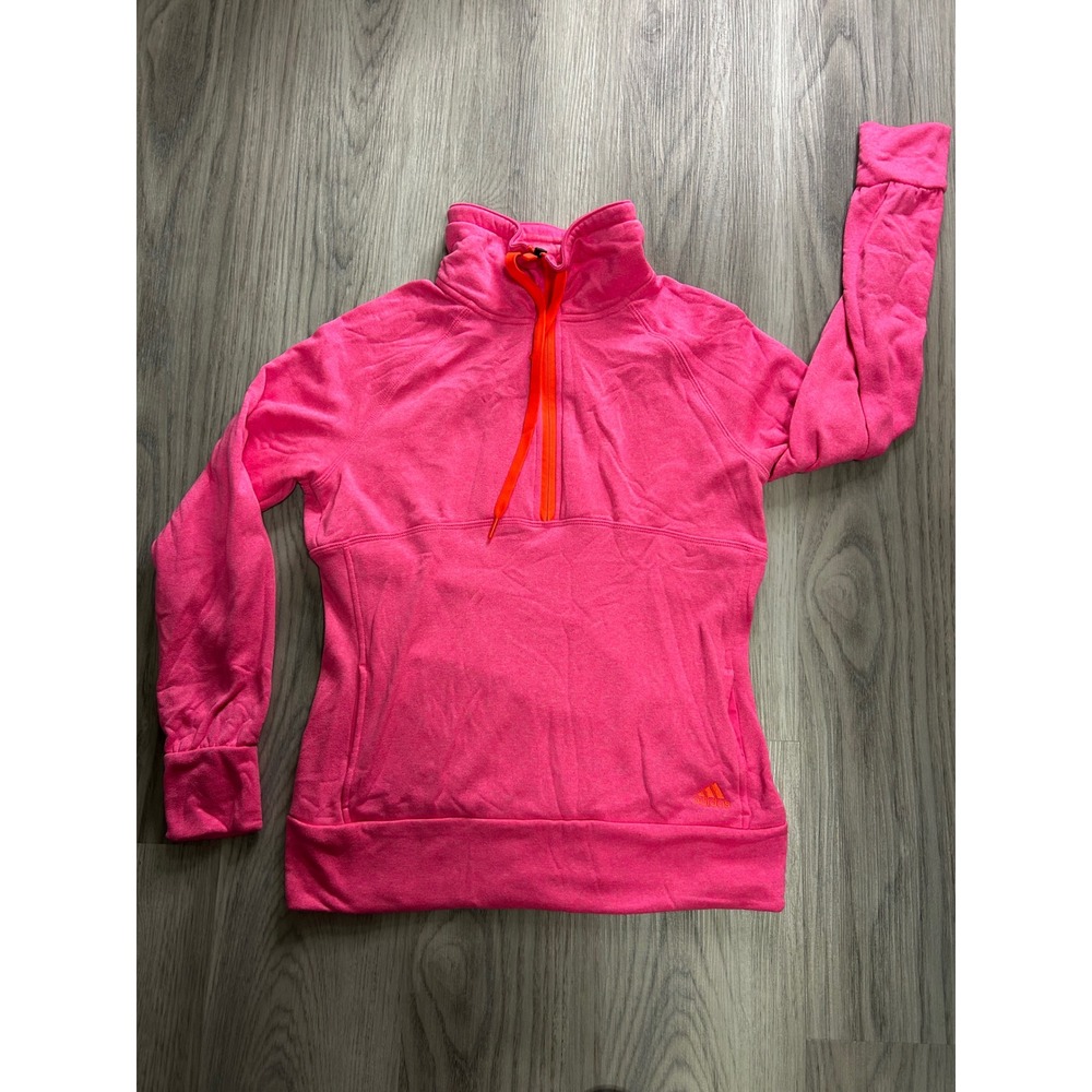 Adidas Women Pink Fleece 1/4 Zip ClimaWarm Pullover Sweatshirt Activewear M